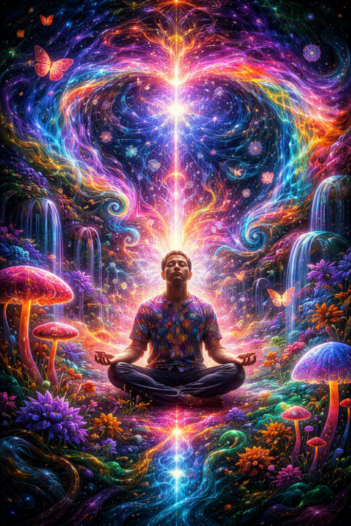 picture that visualizes someone's mind after taking functional mushrooms